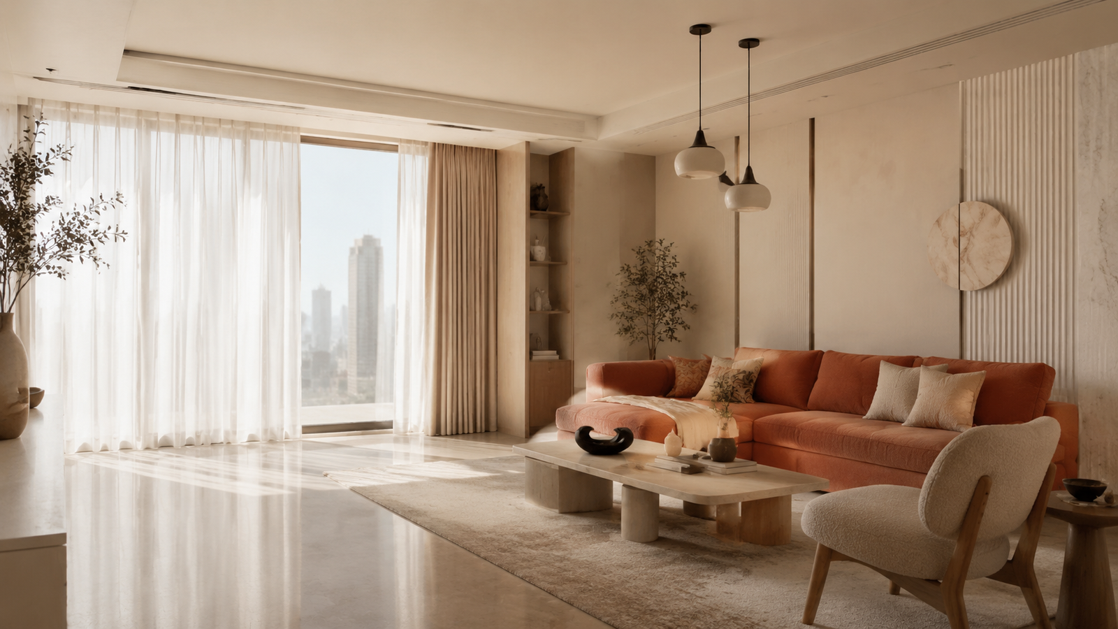 Warm modern living room